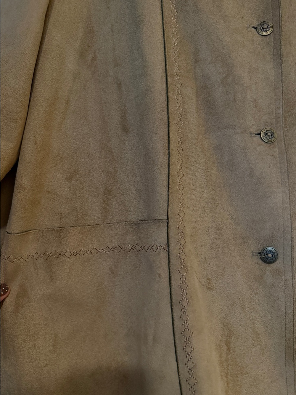 Alfred Dunner Tan Suede Button-Front Jacket - Picture 4 of 7